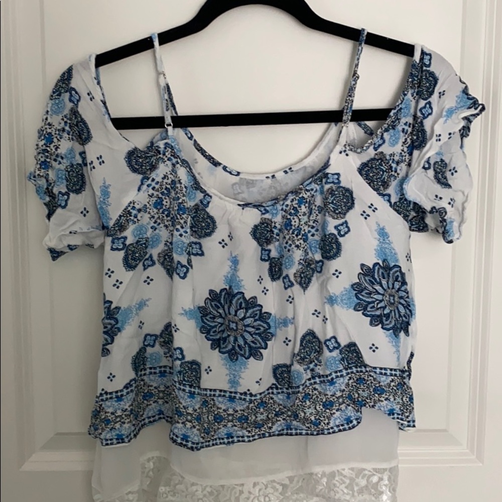 layered cold shoulder top